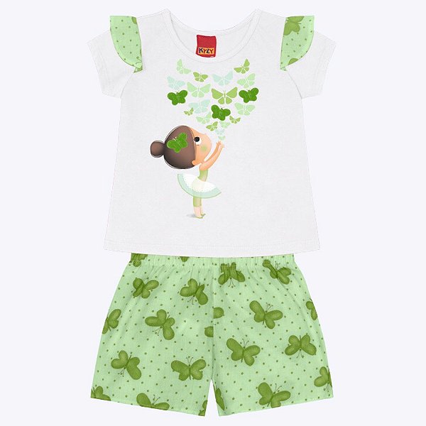 Conjunto Blusa e Shorts Meia Malha Infantil Feminino Kyly 1000209