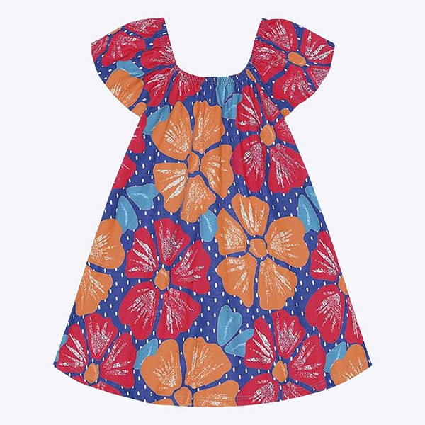 Vestido Manga Curta Floral Infantil Feminino Kyly 1000222