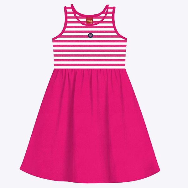 Vestido Manga Curta Listrado em Meia Malha Flamê Infantil Feminino 1000247