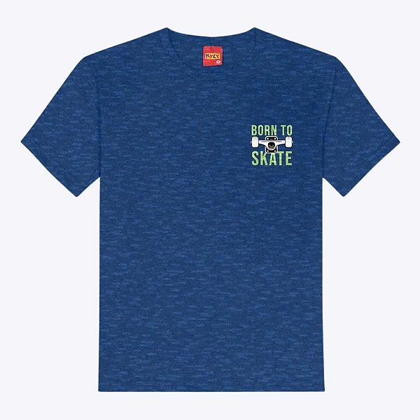 Camiseta Manga Curta em Malha Flamê Sk8 Infantil Masculina Kyly 1000397