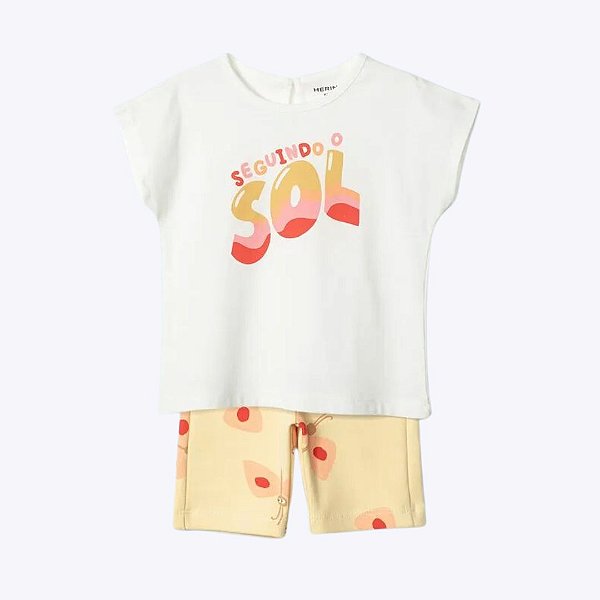 Conjunto Blusa Manga Curta e Bermuda Infantil Menina Toddler Hering Kids 5B7Q1AEN