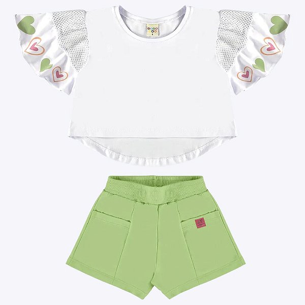Conjunto Blusa com Manga Detalhada e Shorts Moletinho Infantil Menina Have Fun 28905