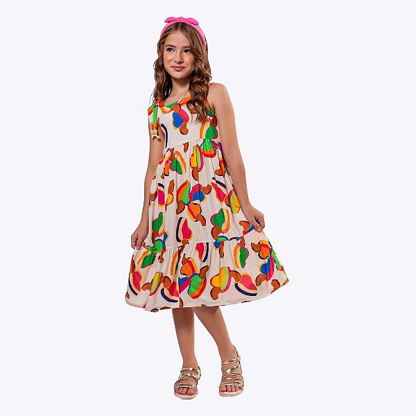 Vestido Midi Colorido Juvenil Menina Vigat 7853