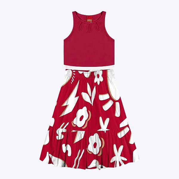 Conjunto Blusa Regata e Saia Midi Infantil Menina Kyly 1000680