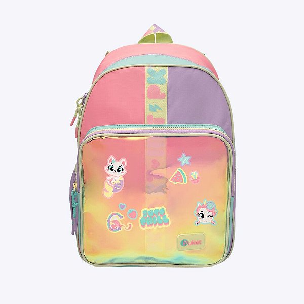 Mochila Escolar de Costas Color Block Menina Puket 050403856
