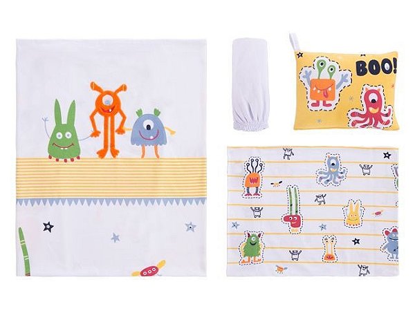 Colibri Jogo Lencol Bebê Carrinho 48286 Cor Monstro