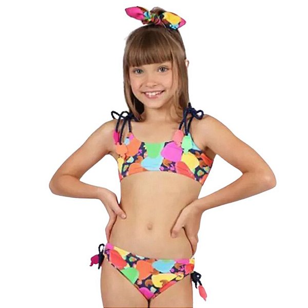 Biquíni Colorido Faixinha Moda Praia Siri Kids 38015