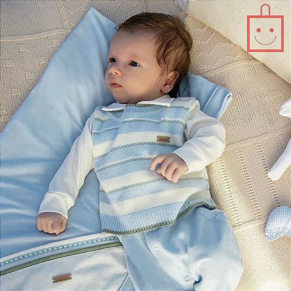 Saída Maternidade de Malha Pala de Tricô Menino Paraiso 15373