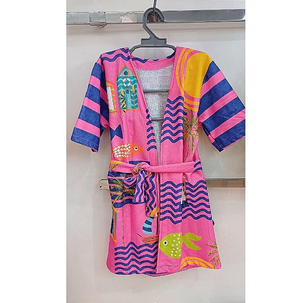 Roupão Estampado Infantil Menino e Menina Moda Praia Peixote Kids 650064