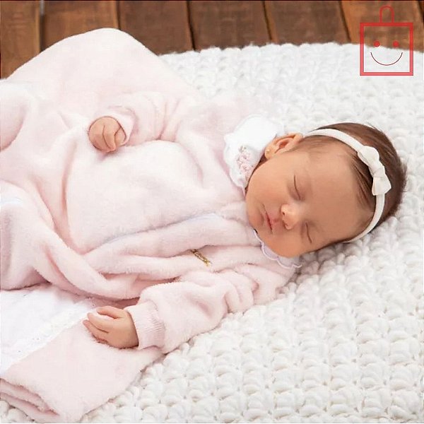 Saída Maternidade em Pelo com Detalhes Bordados Menina Paraiso 14577