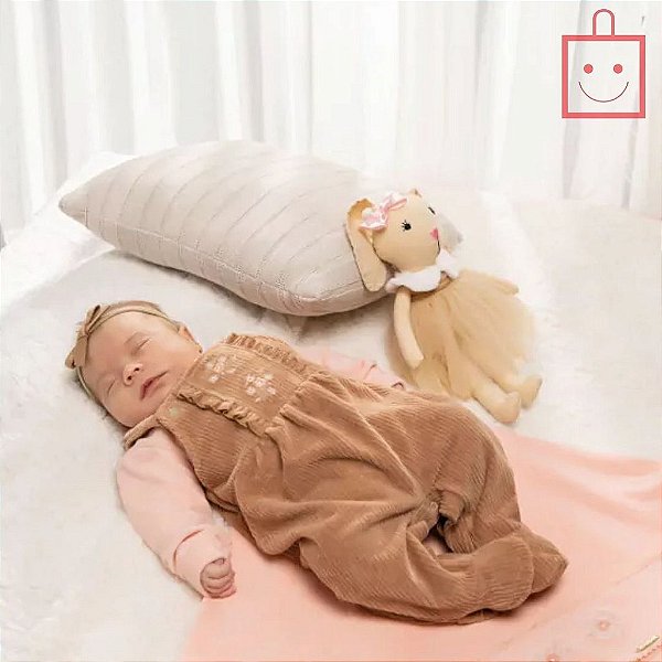 Saída Maternidade em Plush com Detalhes Bordados Menina Paraiso 14579