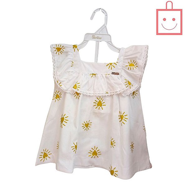 Vestido Branco Estampa Bate Coração Bebê Menina Precoce 4301