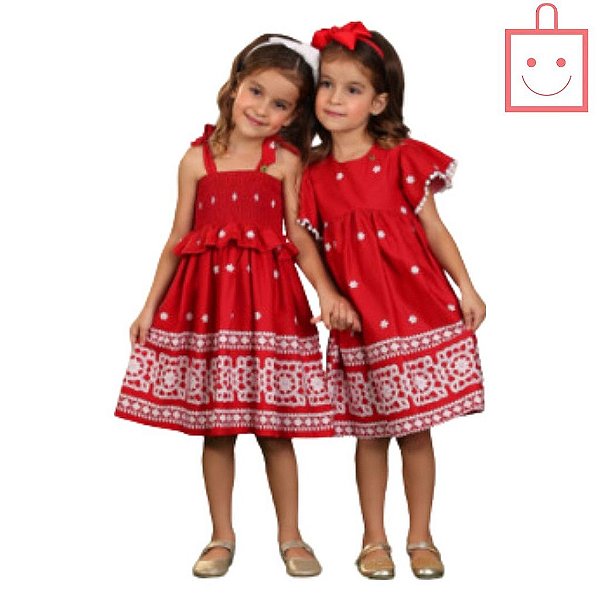 Vestido Vermelho Infantil  Estampa Vovó Noel Precoce 4334