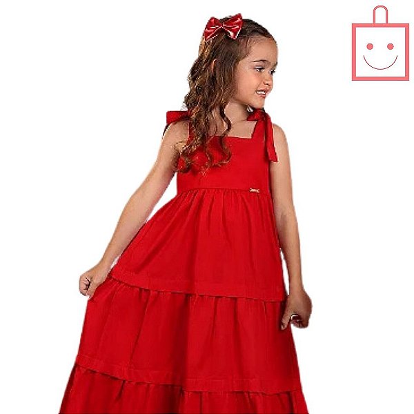 Vestido Liso Infantil Vermelho Precoce 4337
