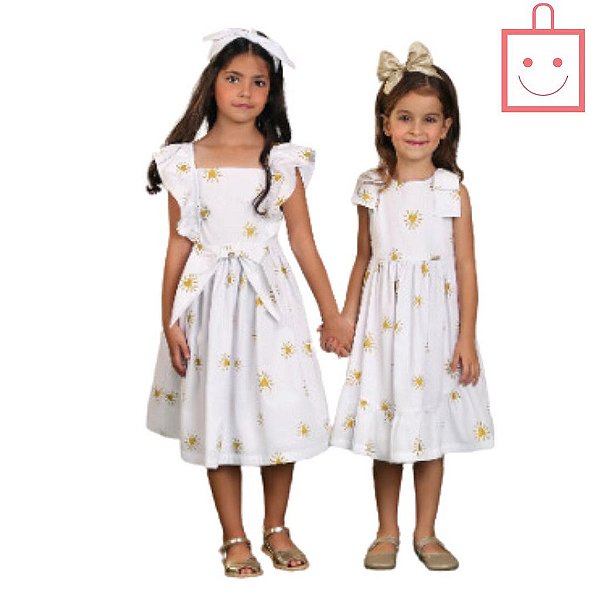 Vestido Branco Estampa Bate Coração Infantil Precoce 4338