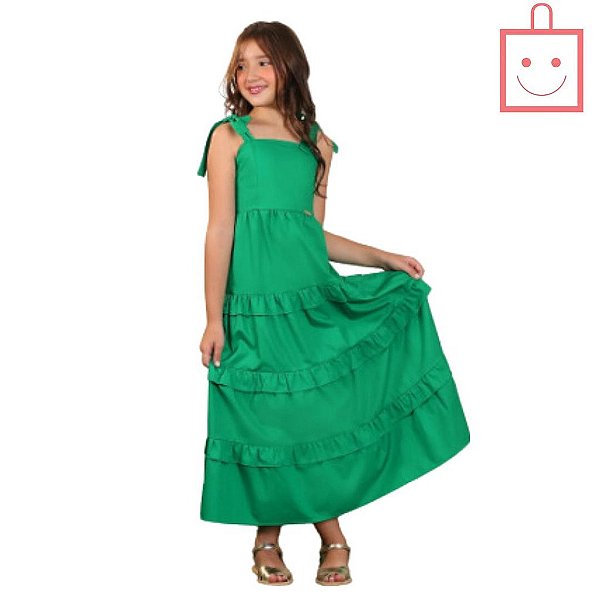 Vestido Liso Infantil Verde Precoce 4345