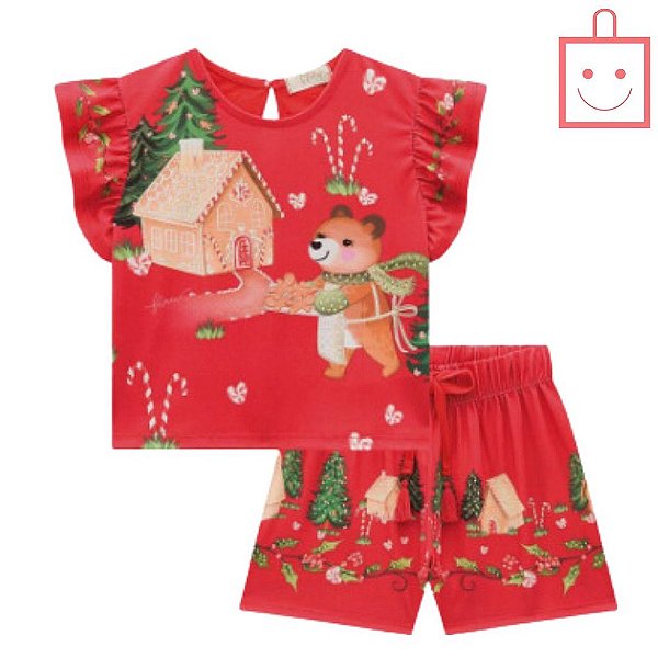 Conjunto Flora Vermelho Infantil Feminino 67106