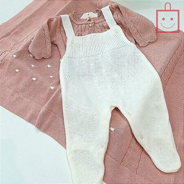 Saída Maternidade Rosa Tricô Menina Mundo Faz de Conta 24115