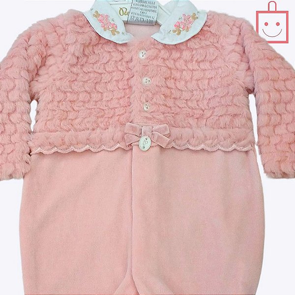 Macacão Longo Peluciado Bebê Menina Paraiso 16083