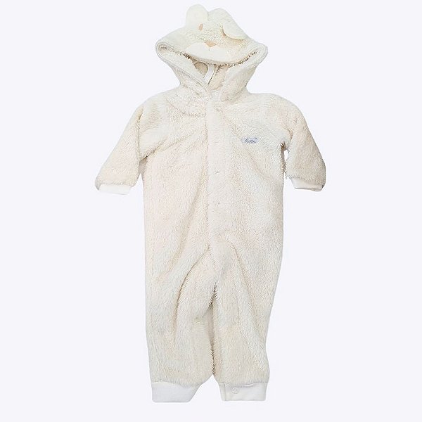 Macacão Longo Peluciado com Capuz Bebê Menina e Menino Paraiso 16092