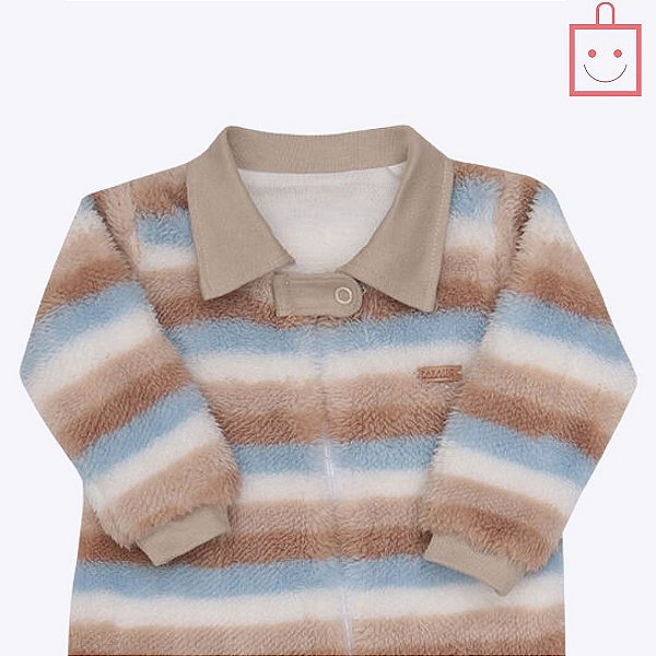 Macacão Longo Em Pelo Listrado Bebê Menino Paraiso 16071