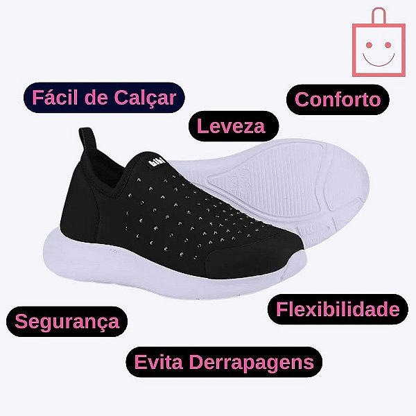 Tênis Preto com Strass Infantil Feminino Bibi 1167230