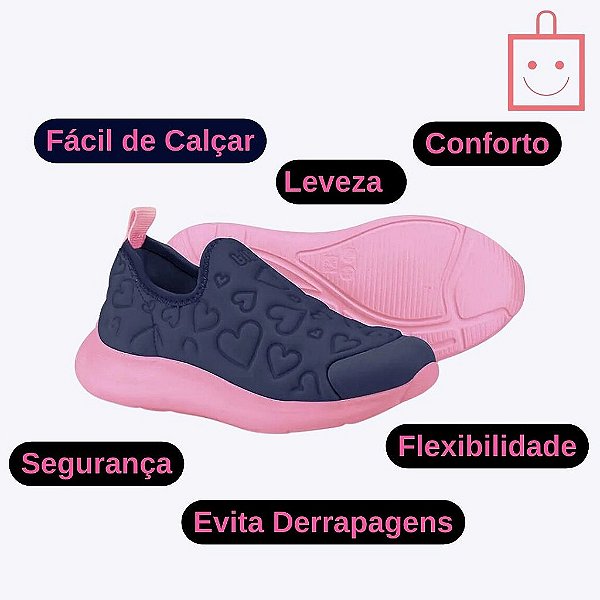 Tênis Esportivo Azul Marinho e Rosa Infantil Feminino Bibi 1167266