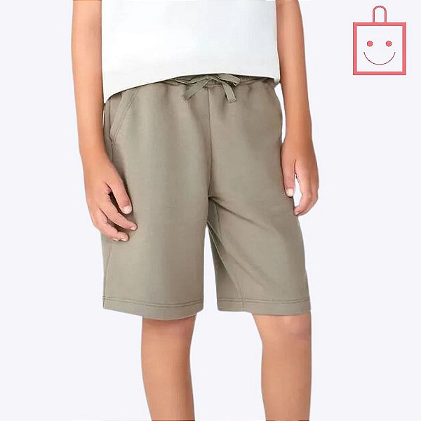 Bermuda Moletom Básica Caqui Infantil Menino Hering Kids 55Kneaxen