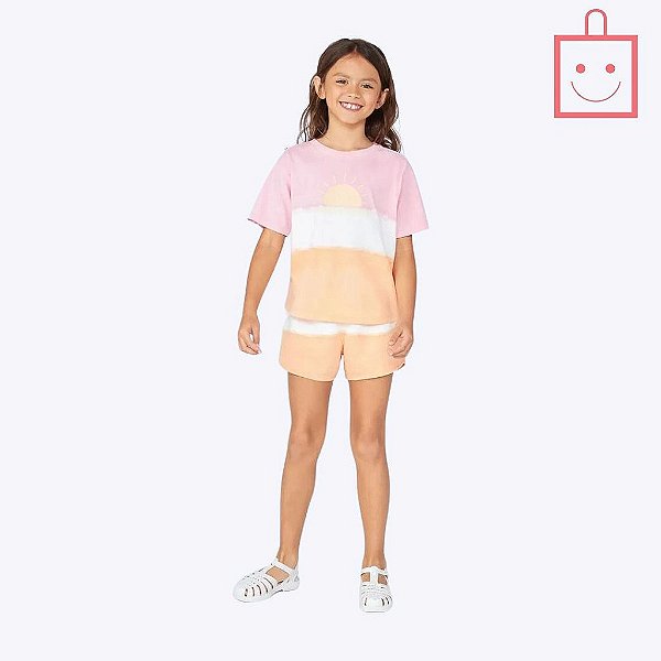 Blusa Manga Curta Estampa Colorida Dip Dye Infantil Menina Hering Kids 5Dq11aen