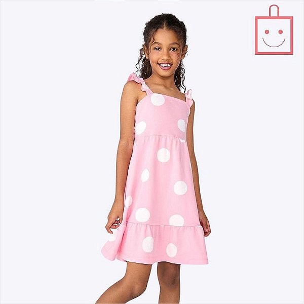 Vestido Rosa Poá Infantil Menina Hering Kids 5B6l1aen