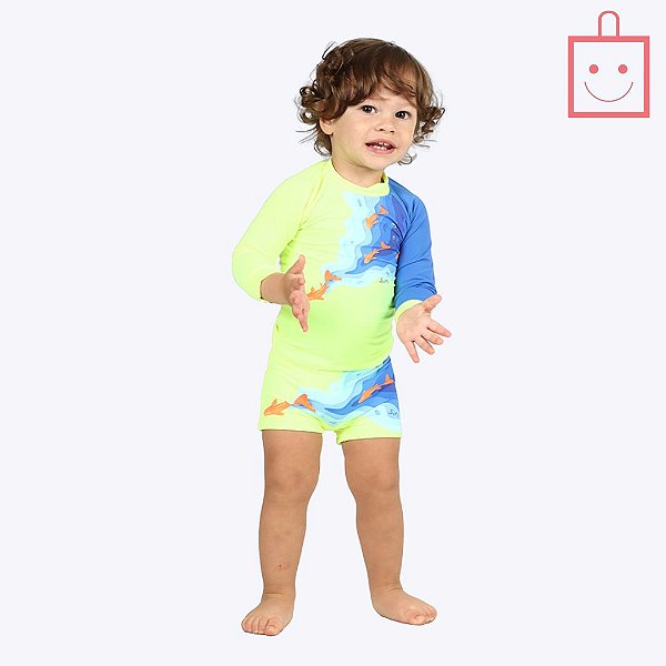 Conjunto de Nadar Peixinhos Bebê Menino Moda Praia Siri Kids 39465