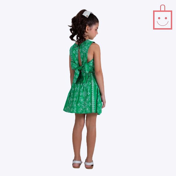 Conjunto Verde Estampa Bordado Ponto Cruz Infantil Menina Precoce 5127