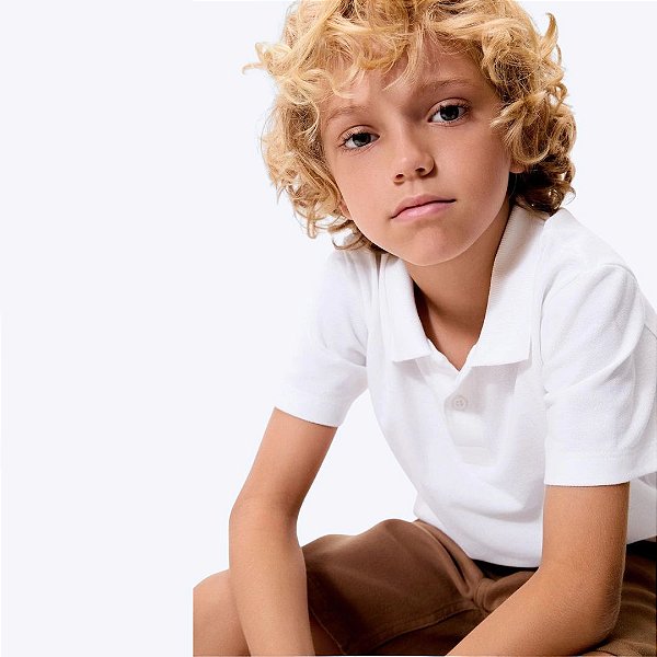 Camisa Polo Manga Curta Em Piquet Infantil Menino Hering Kids 53E6n0aen Branco