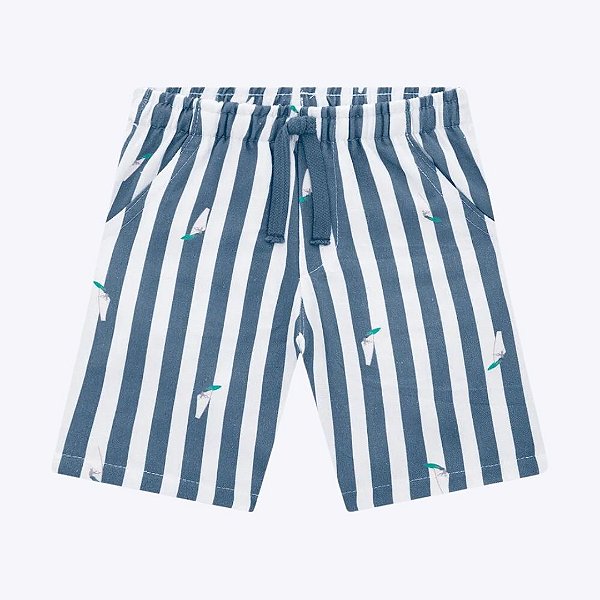 Conjunto Camisa Manga Curta e Bermuda Listrada Infantil Menino Milon 2000590