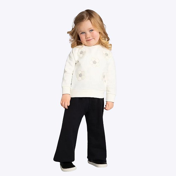 Conjunto Blusa Manga Longa Bordada E Calça Legging Molicotton Infantil Menina Milon 2000798 Rosa