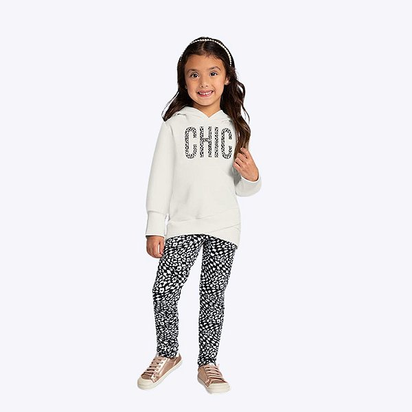 Conjunto Moletom Com Capuz E Calça Legging Infantil Menina Milon 2000796 Marrom