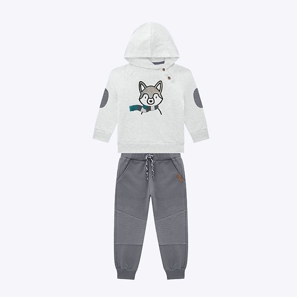 Conjunto Moletom Com Capuz Raposa E Calça Moletom Infantil Menino Milon 2000818 Mescla