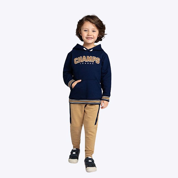 Conjunto Casaco Moletom Com Capuz E Calça Moletom Infantil Menino Milon 2000831 Mescla