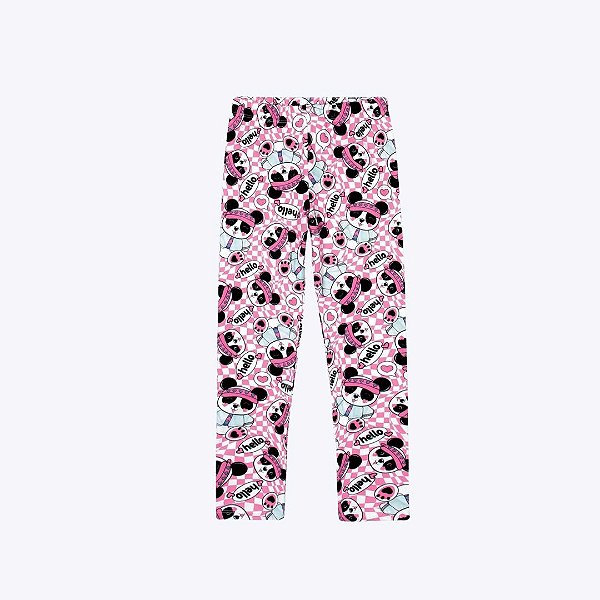 Conjunto Casaco Moletom Com Capuz E Calça Legging Panda Infantil Menina Mundo Cinti 12360 Preto