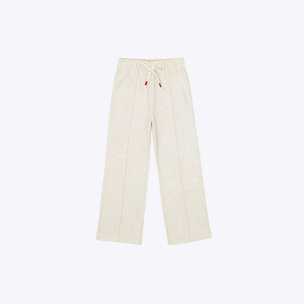 Conjunto Menina Casaco Moletom Com Capuz Coração E Calça Wide Leg Off White Infantil Menina Mundo Cinti 12374 Offwhite