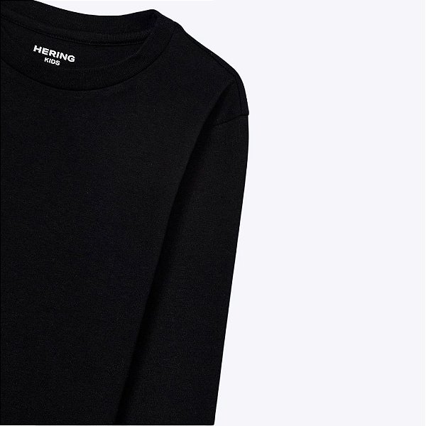 Camiseta Manga Longa Básica Preta Infantil Menino Hering Kids 5Cmyn10en Preto