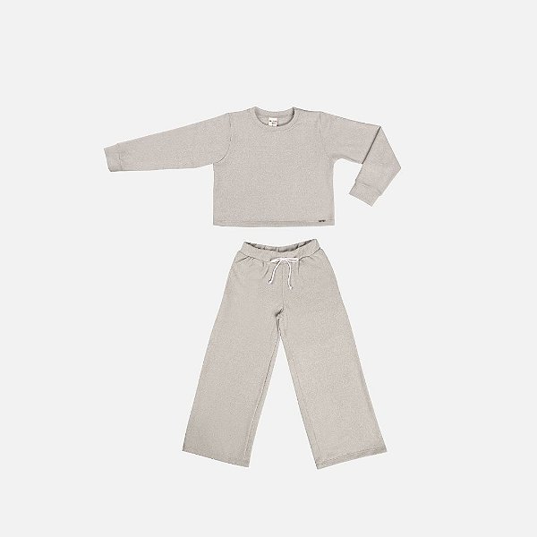 Conjunto Comfy Blusa Manga Longa E Calça Tricot Infantil Menina Have Fun 29368 Rosa Claro