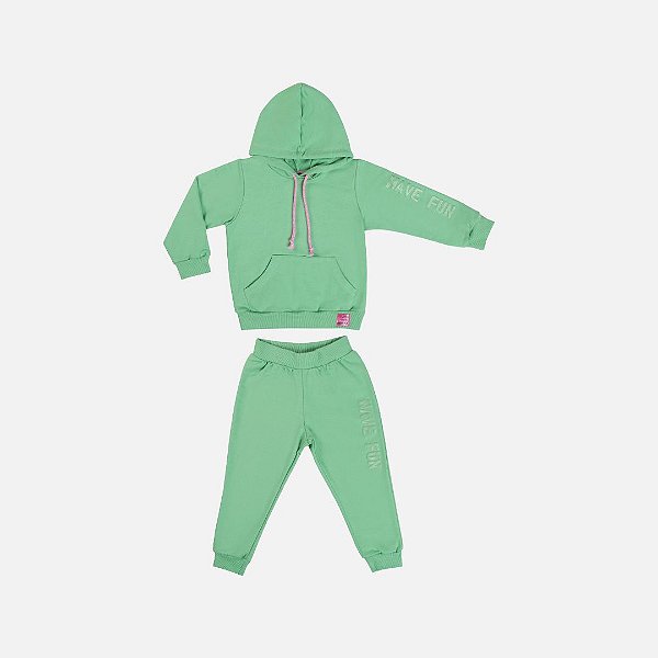 Conjunto Moletom Com Capuz Infantil Menina Have Fun 29403 Verde