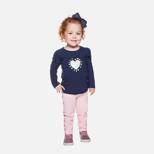 Conjunto Blusa Manga Longa E Calça Legging Cotton Infantil Menina Have Fun 29409