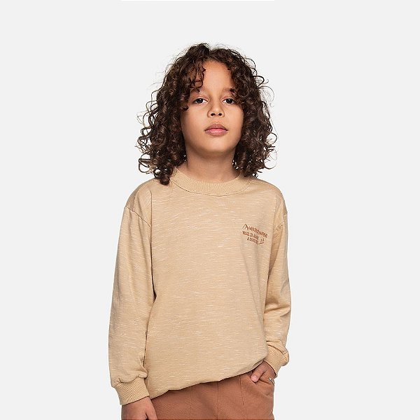Camiseta Manga Longa Malha Bege Infantil Menino Have Fun 29434