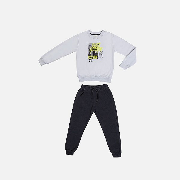 Conjunto Moletom Infantil Menino Have Fun 29458 Cinza Claro