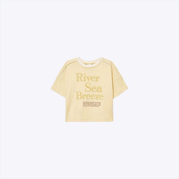 Blusa Manga Curta Oversized Amarela Cotton Infantil Menina Hering Kids 5G45yx3en Amarelo Claro