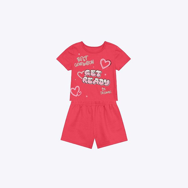 Conjunto Blusa Manga Curta e Shorts Infantil Menina Brandili 26909