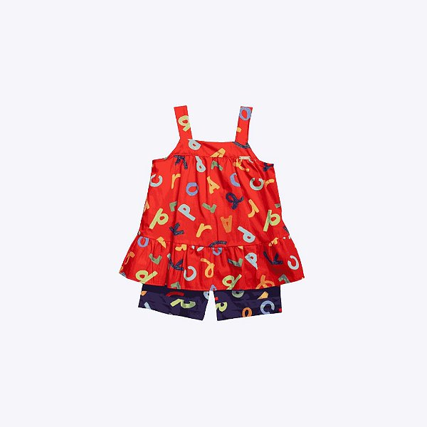 Conjunto Blusa de Alcinha e Shorts Estampado Infantil Menina Precoce 5537