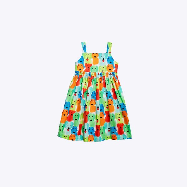 Vestido Estampa Aquarela Pets Infantil Menina Precoce 5518